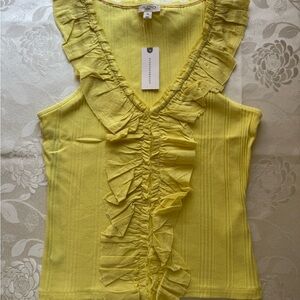 NWT Anthropologie Pilcro Yellow Ruffled Top - Size XS